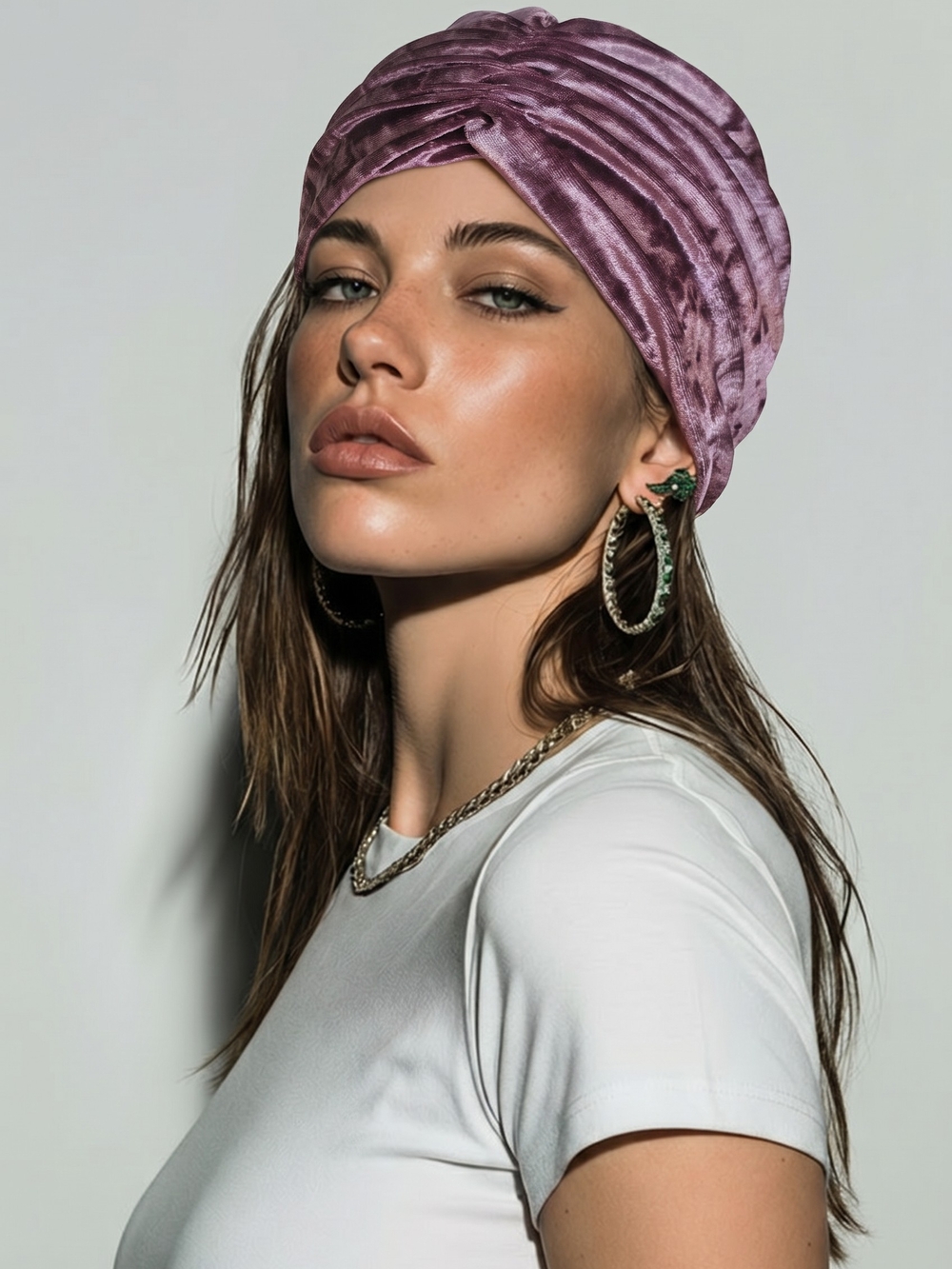 Velvet Twist Turban Headwrap in Mauve - Unbranded